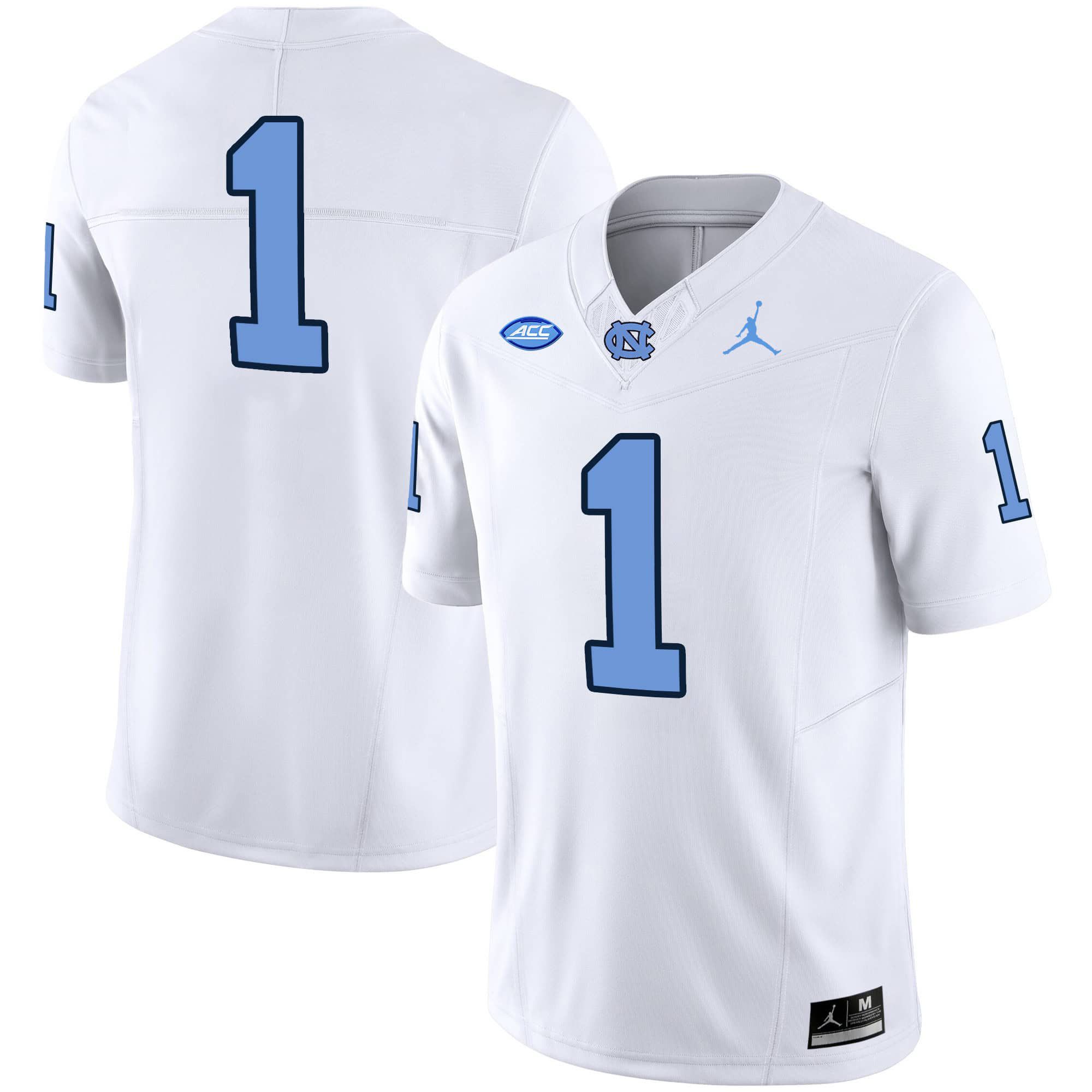 Men North Carolina Tar Heels #1 No Name White 2024 Vapor Limited NCAA Jersey